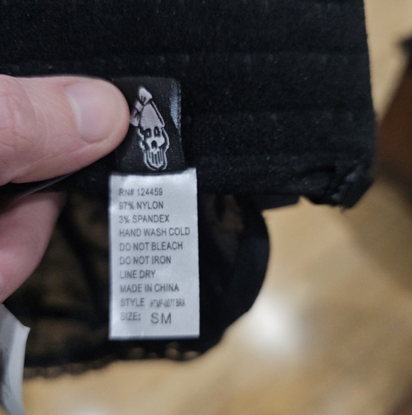 Vintage Hot Topic Goth Morbid Threads Black Lace Strappy Lingerie Bra Bustier S - Picture 12 of 13